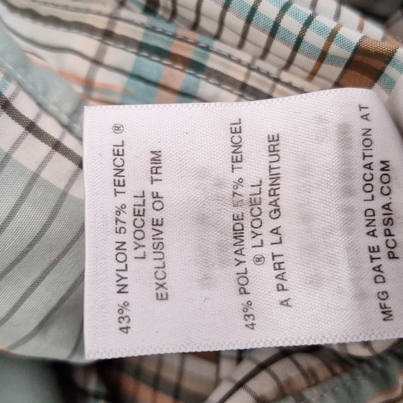 Patagonia Aqua and Tan Plaid Pattern Hiking Convertible Roll Up Sleeve Shirt 10 - Picture 9 of 9